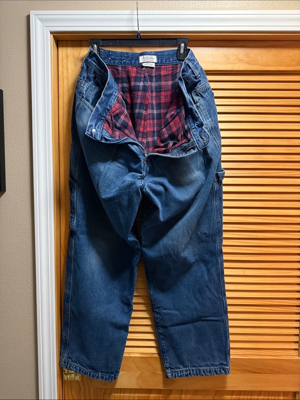 Boston Traders Vintage Carpenter Jeans with Red Plaid flannel Lining 38x30